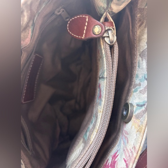 👜 Vintage Fossil Floral Canvas & Leather Shoulder / Crossbody Bag (Y2K) - Picture 9 of 16